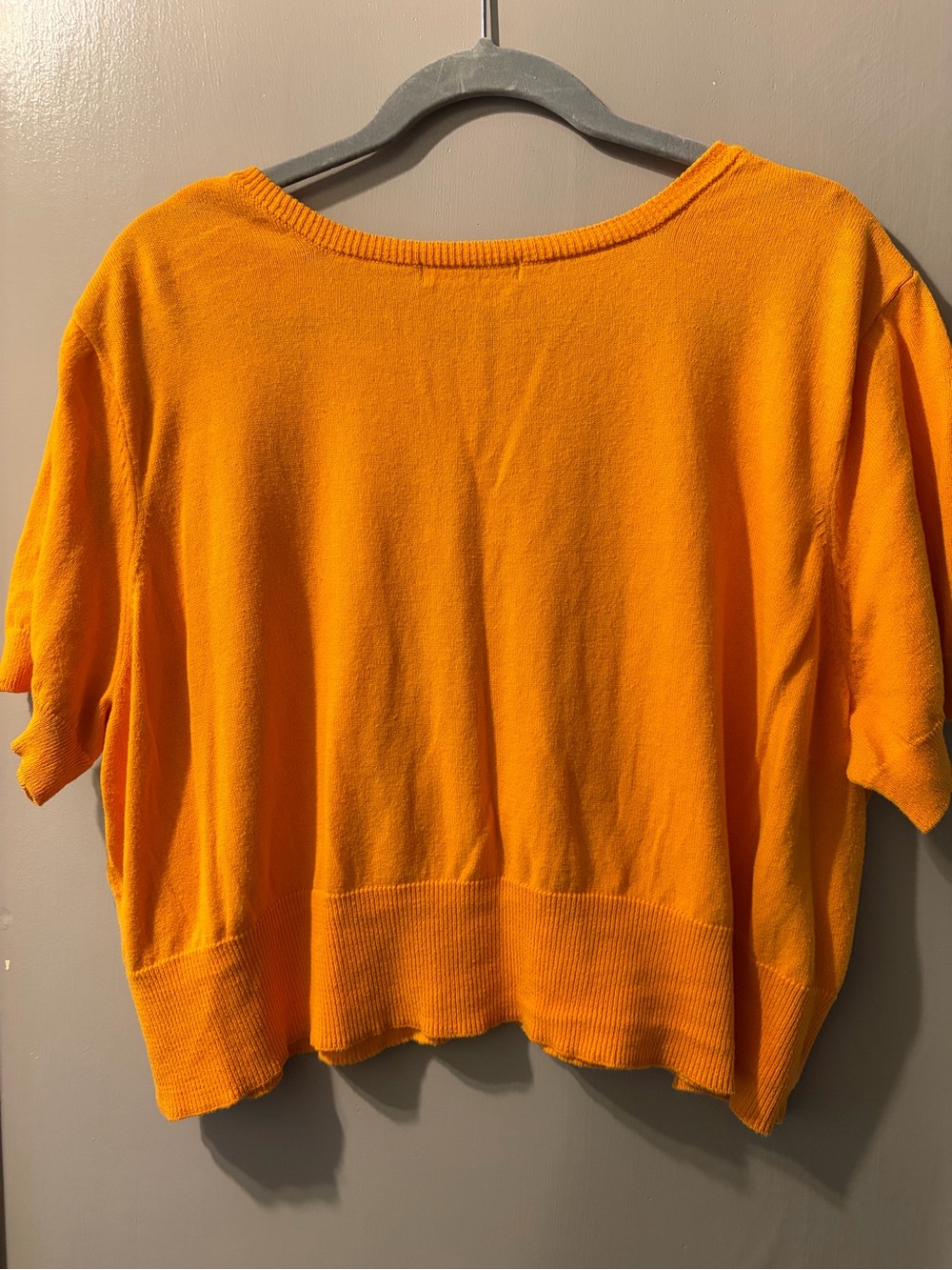 Jessica London Orange Short Sleeve Button Cardigan Cropped - Picture 2 of 6